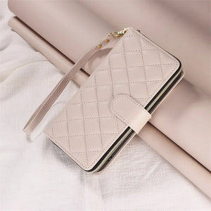 Zipper Purse Leather Wallet Case With Strap