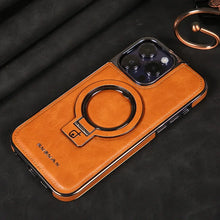 Load image into Gallery viewer, Luxury Leather Invisible Stand Magnetic iPhone Case
