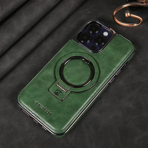 Luxury Leather Invisible Stand Magnetic iPhone Case