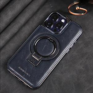 Luxury Leather Invisible Stand Magnetic iPhone Case