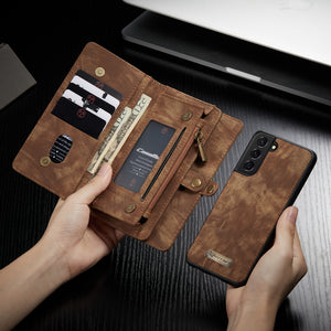 Luxury Split Zipper Multi-functional Wallet Case For Galaxy