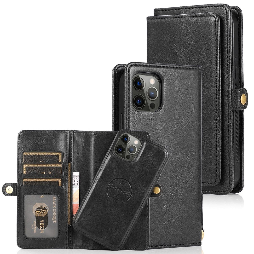 Leather Detachable Flip Wallet Case