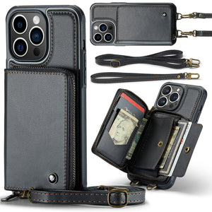 RFID Card Holder + Zipper Pocket iPhone Case